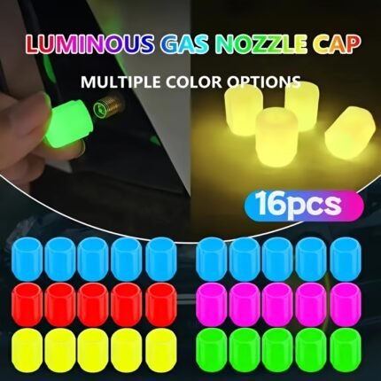 16Pcs Luminous Tire Valve Stem Caps, Universal Glow-In-The-Dark Wheel Valve Covers For Bikes Motorcycles Cars - Durable Plastic, Dust-Proof & Leak-Proof