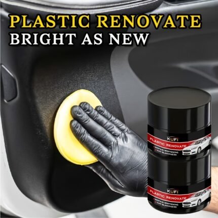 Ku Fu Plastic Renewal Wax - Car Interior & Tire Shine Restorer, Scratch Repair & Brightening Paste For Seats, Dashboards & Tires, Long-Lasting Glossy Finish