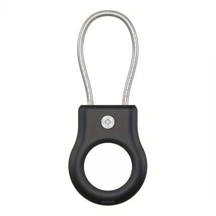 1Pc Durable Hard Plastic Airtag Keychain Holder With Lock Case And Wire Cable - Anti-Lost Protective Cover For Apple Airtags, Compatible With Luggage, Keys, Backpacks - Geometric Pattern Design