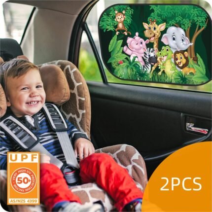 Foldable Two-Piece Car Sunshade Animal Series Color Printing Electrostatic Film Sun Protection And Heat Insulation Youngsters'S Electrostatic Sticker With Suction Cup