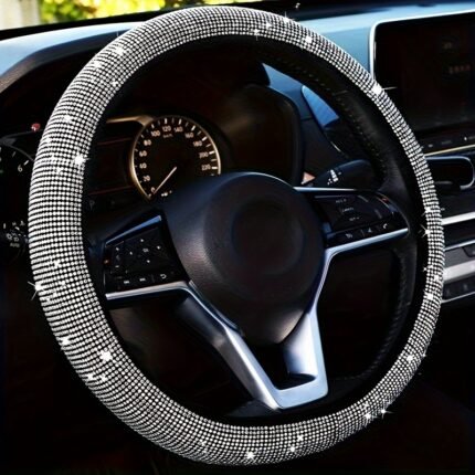 Luxury Bling Car Steering Wheel Cover - Stretch Fit, No Inner Ring, Spandex Material - Compatible With Most Vehicles
