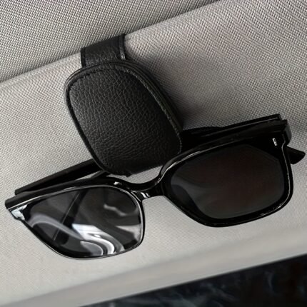[1Pcs Universal Sun Visor Glasses] 1Pc Universal Car Sun Visor Glasses Clip, Pu Material, Auto Eyeglasses Holder, Vehicle Interior Accessories, Eyewear Storage Bracket