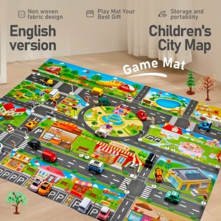 Popular In Europe And America, Large Maps Of Parking Scenes In Pure English. Playhouse, Transportation, Small Cars, Game Mats, Waterproof Mats