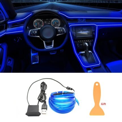 Car Interior Lights - 197Inch/5M Rgb Led Flexible Neon El Wire, Usb Powered, For Automotive Decoration