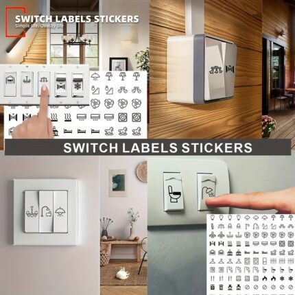 100 Transparent Switch Labels - Home Essentials For Lights, Fans, Heaters Switch Icon Stickers - Peel And Stick, Waterproof, Oil Resistant And Easy To Use, Suitable For Bedrooms, Bathrooms, Kitchens, Garages, Laundry Rooms Rv Furniture Parts