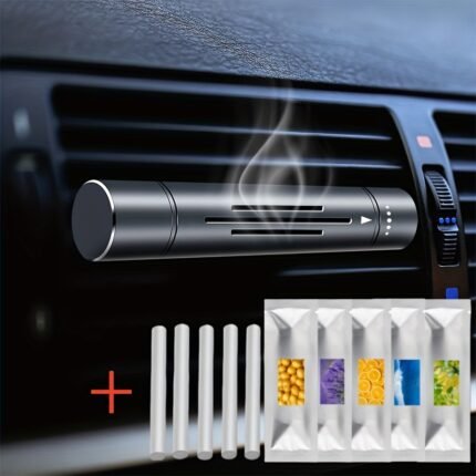 6Pcs Car Air Freshener Set - 1 Alloy Vent Clip Diffuser With 5 Solid Fragrance Refills | Car Interior Accessories | Eliminates Odors With Long-Lasting Freshness
