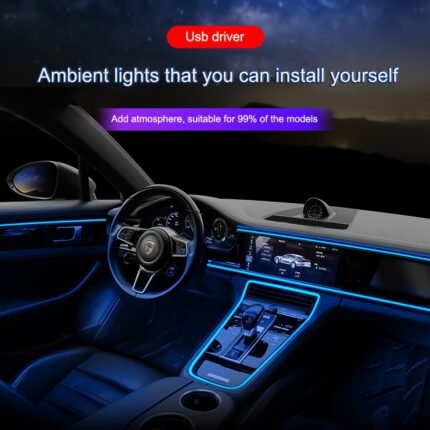 3M/5M Led Smart Interior Decorative Lights El Wiring-Free Neon Lights With Modified Cold Diy Flexible Atmosphere Lights With Usb-Driven Atmosphere Lights Car Decorative Lights Holiday Party Birthday Atmosphere Lights, Without Battery