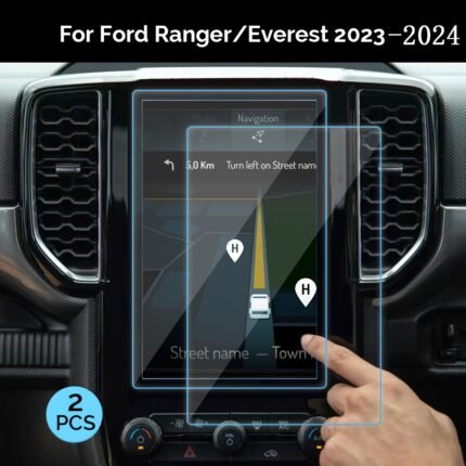 2Pcs Screen Protector For Ford Ranger/ Everest 2023 & 2024 - Fits(10 Inch & 12 Inch) Navigation Display, Scratch-Resistant Tempered Glass, Easy Installation, Navigation Screen Protective Film.