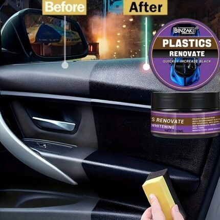 Multi-Purpose Car Restoration Wax - Plastic Parts Refurbisher, Interior Shine Enhancer, Tire Protector & Yellowing Repair For Black Vehicles