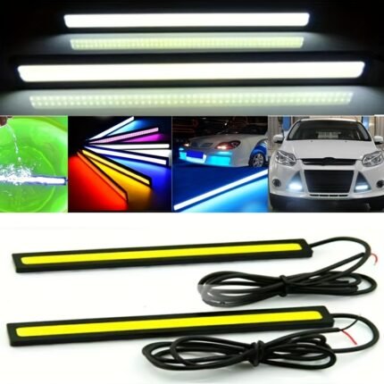 2Pcs/Set New Cob Car Light Universal 17Cm/6.69In Car Decorative Lights Led Strip Light External Light Car Light Bar, Without Battery