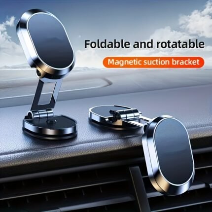 Iron Magnetic Suction Car Phone Holder - Foldable And Rotatable Dashboard Smartphone Bracket, Wall Mount Compatible, Non-Waterproof, Universal Fit For Auto Navigation Systems, Rectangle Installation