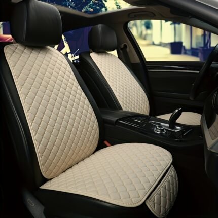 Car Seat Cover, Breathable Flax Four Seasons Car Seat Cushion Protector Pad Front Pad Fit For Most Cars Front Chair Cushion Car Accessories