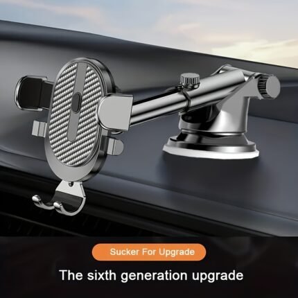 Abs Dashboard Car Phone Holder - Waterproof, Rotatable Mount Cradle With Suction Cup For Auto, Multi-Functional Navigation Clip Support Compatible With Smartphone Sizes 10.16Cm-17.78Cm