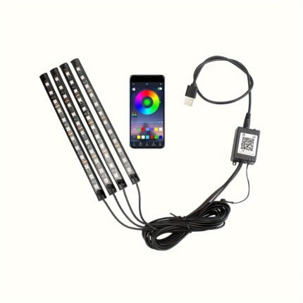 Car Ambiance Light Rgb Footwell Light 48Led Colorful Atmosphere Light One-To-Four Music Light