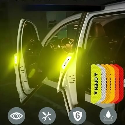 4Pcs Car Door Reflective Warning Stickers: Enhance Visibility & Safety With Easy-To-Apply Decals