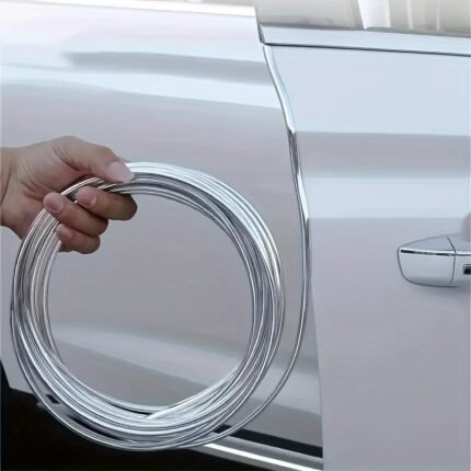 5-Meter Car Door Chrome Decoration Strip - Premium Edge Protection Cover, Featuring A Rolled Design To Prevent Scratches And Dents - Durable Rear Bumper Guard, Enhancing Vehicle Protection, Automotive Accessories