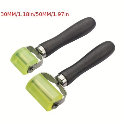 Dual-Size Car Soundproofing Roller Tool ? 30Mm & 50Mm Silicone Noise Reduction Foam Pressure Push Wheel With Ergonomic Black Handles For Heat Insulation And Sound Dampening