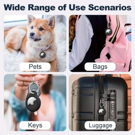 Molosleeve Anti-Scratch Hard Shell Airtag Holder With Stainless Steel Key Ring - Durable Pc Case For Pets, Bags, Luggage & Keys - Compatible With Apple Airtag Trackers (White/Pink/Blue/Black)