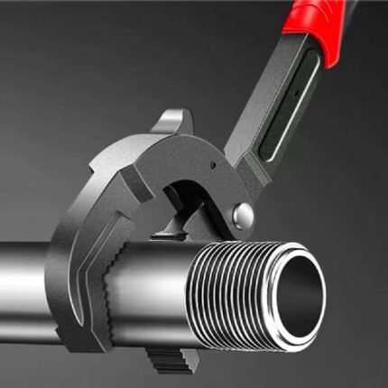 1Pc Stainless Steel Self-Tightening Wrench, Multi-Functional Quick-Opening Ratchet Spanner With Reversible Spanner Head & Interchangeable Fittings For Automotive And Mechanical Use, Pipe Repair Tool | Ergonomic Grip Design | Stainless Steel Tool