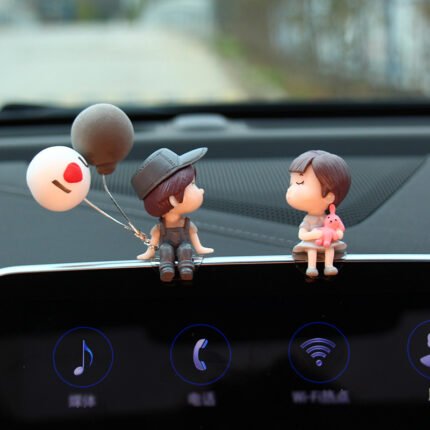 Car Decoration, Cute Cartoon Couples Action Figure Figurines, Balloon Ornament Auto Interior Dashboard Accessories, Car Accessories For Girls Gifts
