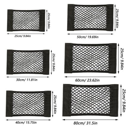 1Pc Car Back Rear Trunk Storage Net Seat Elastic String Net Magic Sticker Mesh Storage Bag Interior Storage Network