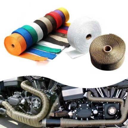 5M Fiberglass Exhaust Heat Wrap - Motorcycle & Car Pipe Insulation Tape With Stainless Steel Zip Ties, 2000?F Temperature Resistant