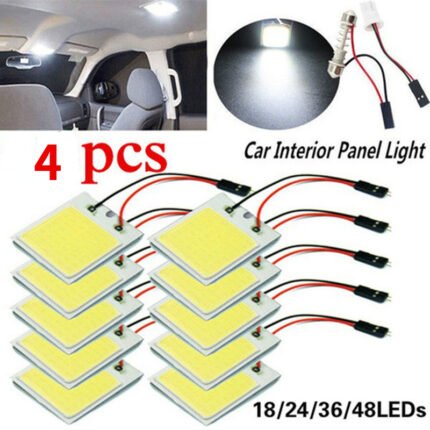 4Pcs Car Interior Accessories 18/24/48 Smd T10 4W 12V Cob Car Interior Panel Led Lights Lamp Bulb Car Dome Light Car Panel