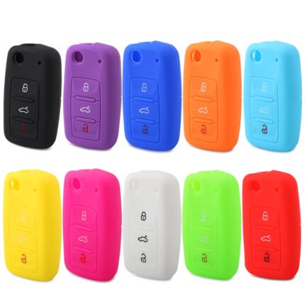 Car Key Case For Vw Golf Jetta For Skoda Yeti Superb Rapid Octavia For Seat Leon Ibiza 3 Button Silicone Key Cover
