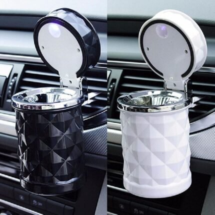Car Ashtray With Led Light Rhinestone Ashtray Car Smokeless Smoke Cup Holder Storage Auto Accessories
