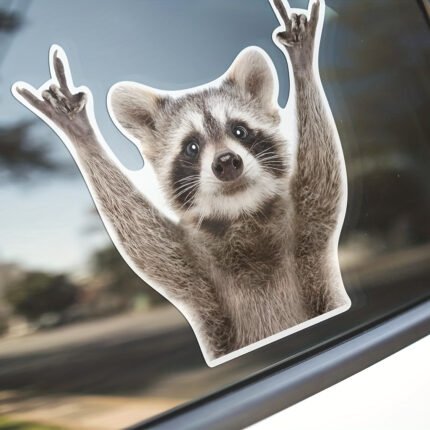 1Pc Rocking Raccoon Sticker, Funny Raccoon Cute Car Decal 5.5-Inches Decal Car Laptop Wall Window Bumper Sticker