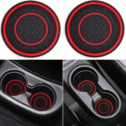 83.82 Cm 1Pc Premium Silicone Central Control Pad - Anti Slip, Dustproof, High-Quality Rubber, Red And Black Matching Design - Perfect For Protecting Your Car Interior