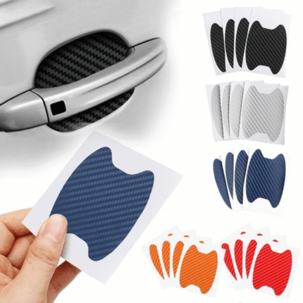 4Pcs Car Door Edge Guards: Scratch & Damage Resistant Stickers - Carbon Fiber Pattern, Multiple Colors (Black, Gray, White, Red, Orange, Blue) - Protect Your Vehicle With Style!, Car Door Protector | Glossy Finish Stickers | Versatile Car Decals, Car Door Protector Edge Guards