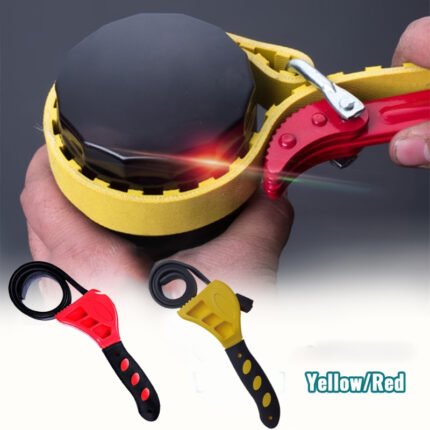 1Pc 6-Inch Multifunctional Giant Tool - Adjustable Belt Wrench, Plastic Auto Repair Filter, And Bottle Opener - Durable And Versatile For Everyday Use