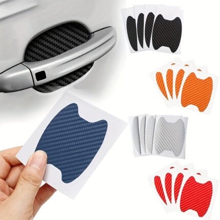 4Pcs Carbon Fiber Car Door Handle Protector Set - Scratch-Resistant, Easy Install Exterior Styling Accessories