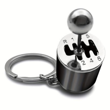 Black Mini Auto Part Model Keychain - Alloy Gearbox Non-Braided Fashion Gear Shift Stick Keyring Car Accessory