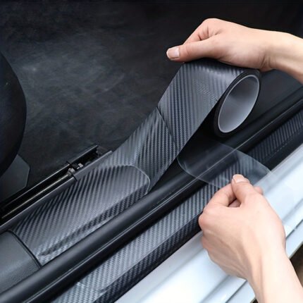 3D Carbon Fiber Pattern Sticker Car Threshold Protective Film Anti Scratch Waterproof Matte Black Nano Sticker For Car Body
