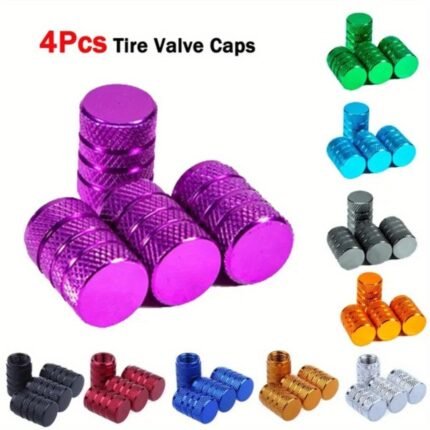 4Pcs Tire Stem Valve Caps Aluminum Car Dustproof Caps Tire Wheel Stem Air Valve Caps