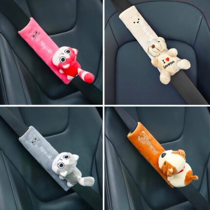 Cute 3D Car Seat Belt Shoulder Protector Insurance Belt Extension Section Cartoon Car Seat Belt Cover Protection Cover Supplies