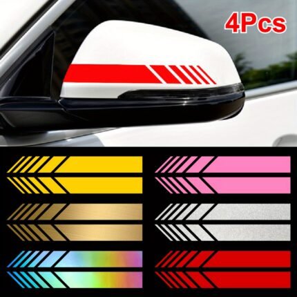 4Pcs Reflective Jdm Car Stickers - Universal Vinyl Decals With Classic Stripes, Self-Adhesive For Easy Installation, Perfect For Vehicle Exterior Customization