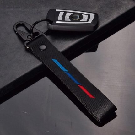 1Pc Premium Nylon Car Key Ring With Bmw Logo - Durable, Stylish Accessory For E30, E34, E36, E39, E46, E53, E60, E61, E64, E70, E71, E85, E87, E90, E83, F10, F20, F21, F30, F35, M3, M5, X1, X3, X5, X6, X7 Models, Key Protection| Logo Design|Quality Craftsmanship, Car Keychain Accessories