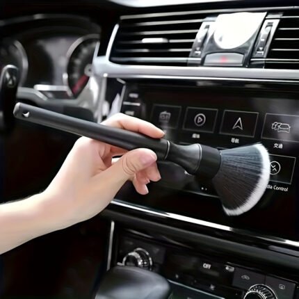 1Pc Car Interior Detailing Brush, Soft Bristle Cleaning Brush Dusting Brush, Boat/Car Interior Cleaning Tool, Auto Detail Brush Boat/Car Dash Duster Brush (Black), Christmas Gifts