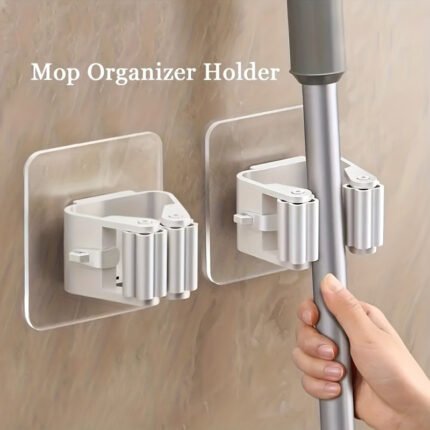 1/2Pcs Rv Space-Saving Hanging Mop And Broom Holder With Buckle - No Drilling Required - Ideal For Bathroom, Bedroom, And Home- Durable Plastic Material - Keep Your Cleaning Tools Organized And Easily Accessible Rv Toilet Spare Parts