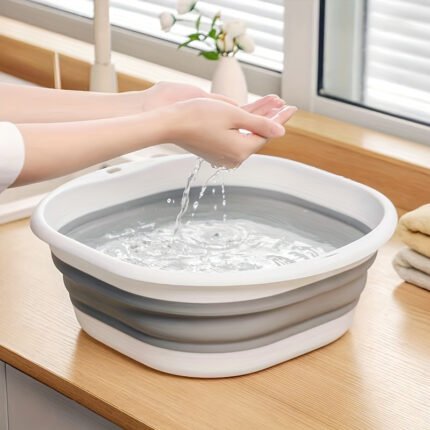 1Pc, Portable Collapsible Wash Basin For Home, Dorm, And Outdoor Use - Thickened Plastic Folding Basin For Washing Feet And Hands - Essential Back To School Supply Rv Bathroom Accessories Rv Showers