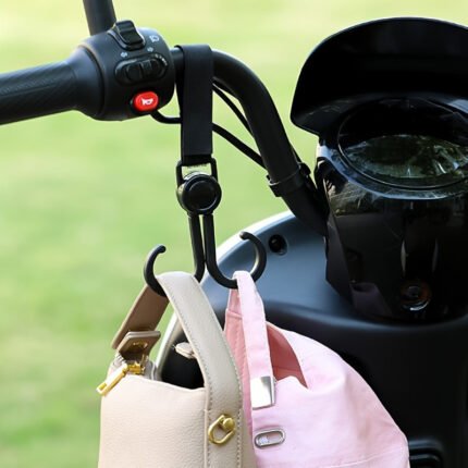 2Pcs Universal Fit No-Drill Hook Set For Electric Scooters, Bicycles, And Mobility Scooters - Durable Plastic Material, Multi-Purpose Use For Helmet, Bag, And Accessory Hanging