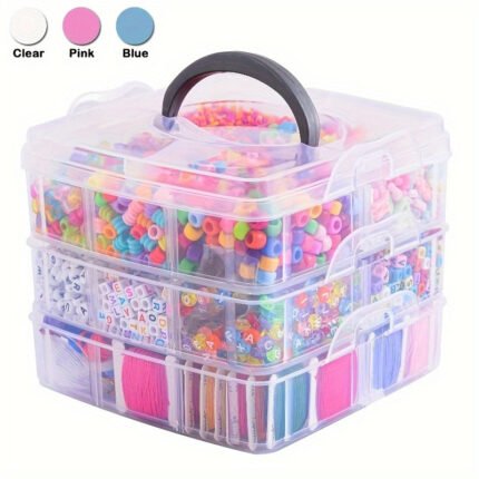 3-Layer Plastic Storage Box With 18 Compartments, Multi-Functional Jewelry Organizer, Diy Craft Embroidery Bead Holder, Portable Travel Accessory Case - Available In Clear, Pink, Blue Rv Furniture Parts