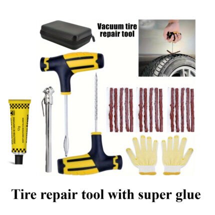 Car Tire Repair Tool Kit With Strong Glue, The Glue Has Excellent Adhesive Performance And Can Repair Various Damage To Tires. Designed Specifically For Tire Repair!
