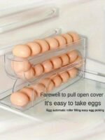 3-Tier Egg Storage Rack For Refrigerator & Kitchen Countertop - Sliding & Rolling Dispenser With Automatic Egg Pickup, Food-Safe Plastic, Space-Saving Design For Freshness Preservation, Egg Organizer For Refrigerator, Compact Layout, Durable Plastic, Meal Preppers, Modern Kitchenware, Hygienic Material, Home Cooks - Image 11