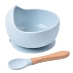 1Pc Silicone Youngsters Bowls With Suction+1Pc Spoon- Feeding Set Silicone Bowl With Spoon For Youngsters Youngsters - Food Plates With Suction- Learning Training Silicone Suction Bowl - Image 5