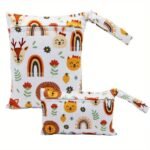 2Pcs Rainbow Fox Print Small Wet Bag Set Christmas - Image 3