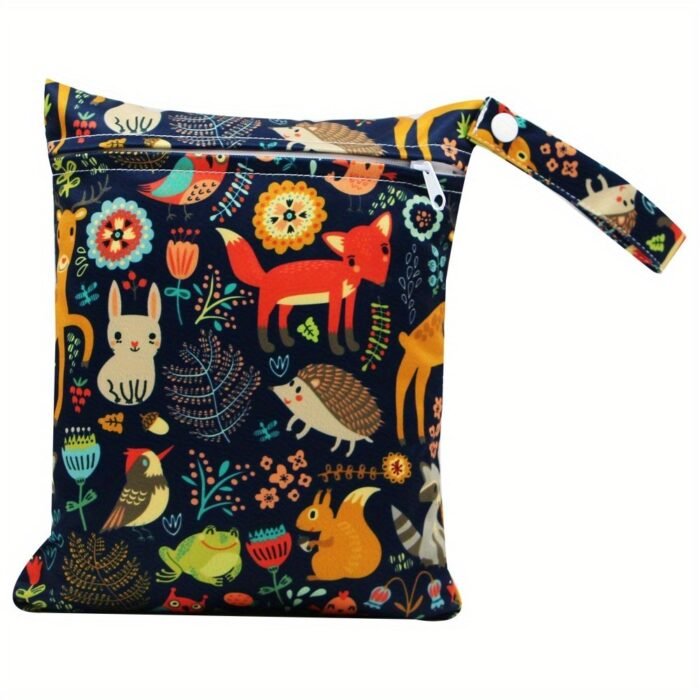 1Pc Black Animals Print 20*25Cm Small Reusable Wet Bag - Image 3